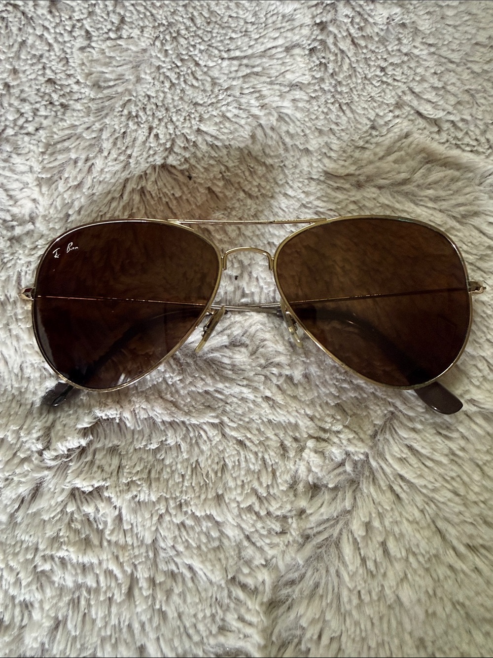 Ray-Ban Gold Frame Sunglasses with Brown Lenses